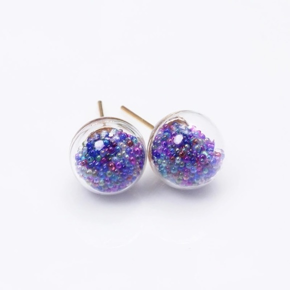 NEW!💎💙💎PARTY GLASS BALL🌈BEADS COLORFUL STUDS🎉 - Picture 2 of 12